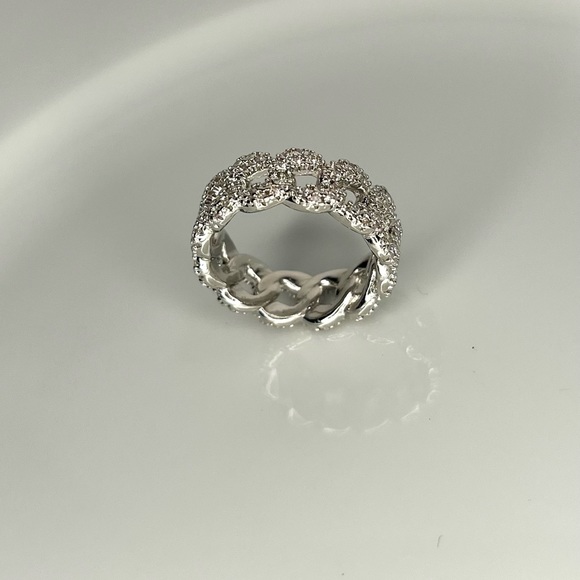 Silver filled micro cz link chain ring - Picture 4 of 4